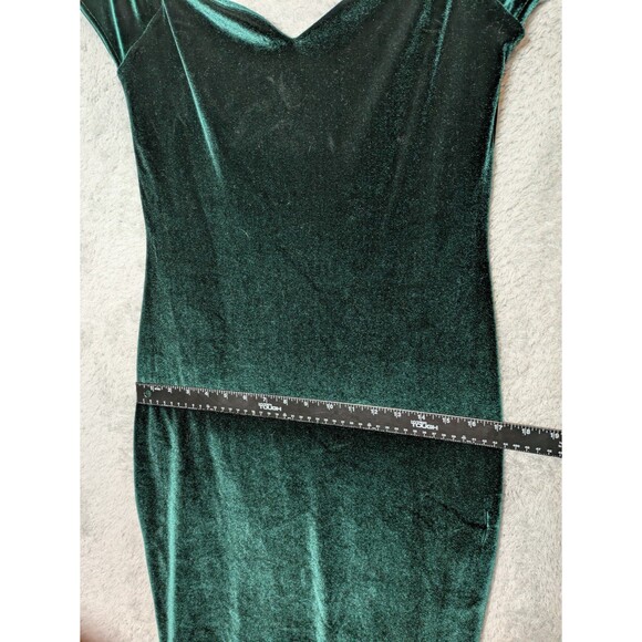 Green velvet dress Size 10 bardot sweetheart off shoulder dark romance pinup - Picture 8 of 12